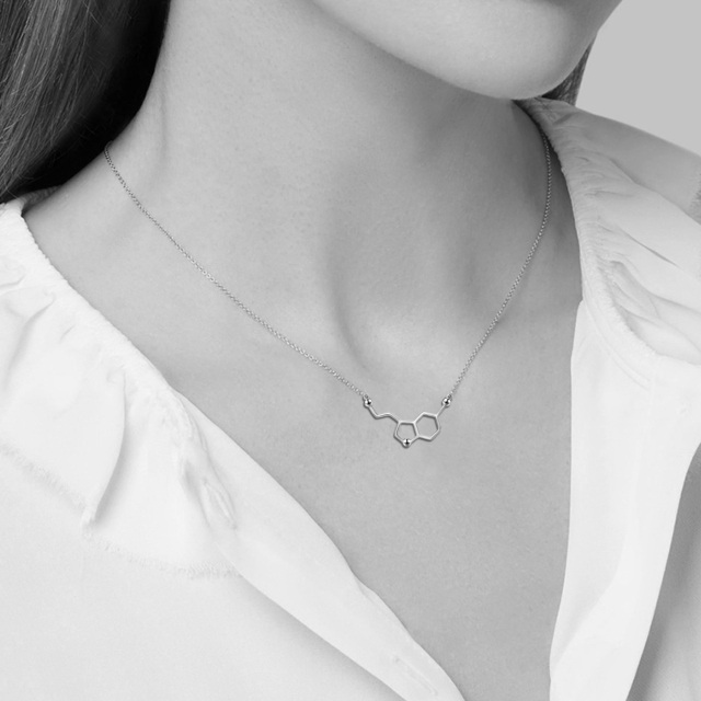 Collana con ciondolo a forma di molecola di serotonina in argento sterling-2