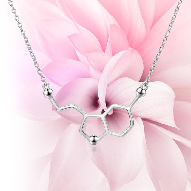 Sterling zilveren serotonine molecuul hanger ketting-5