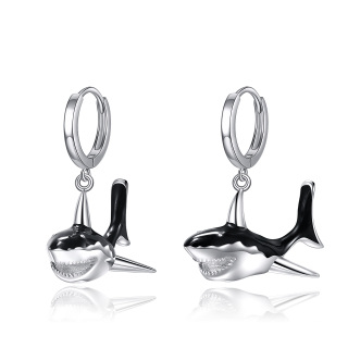 Sterling Silver Shark Drop Earrings-29