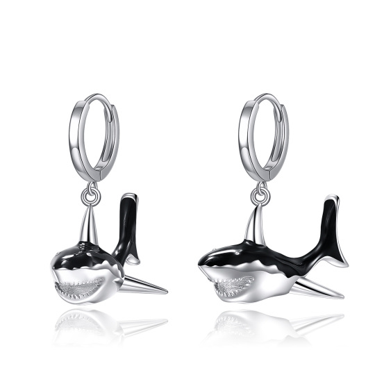 Pendants d'oreilles requin en argent sterling