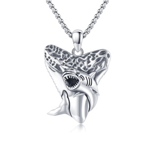 Sterling Silver Shark Pendant Necklace for Men-40