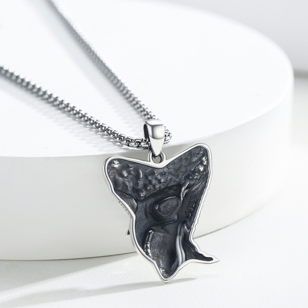 Collier en argent sterling avec pendentif requin pour hommes-5