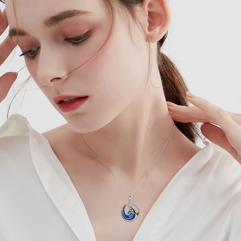 Sterling Silver Shark & Starfish Pendant Necklace-2