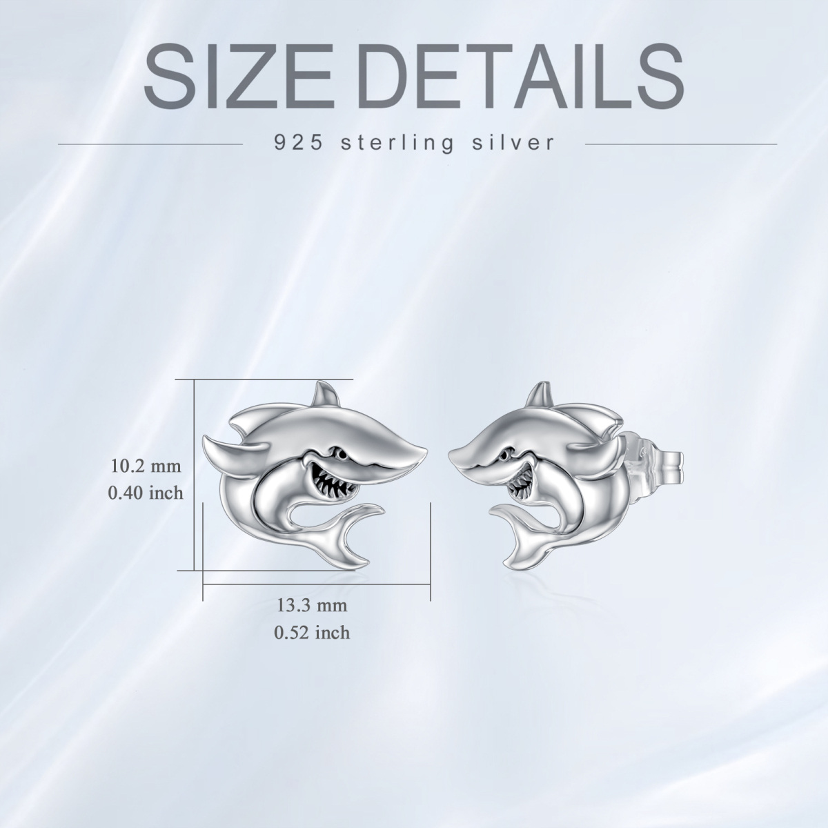 Sterling Silber Hai Ohrstecker-5