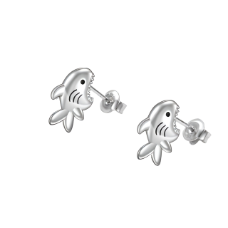 Sterling Silver Shark Stud Earrings-6