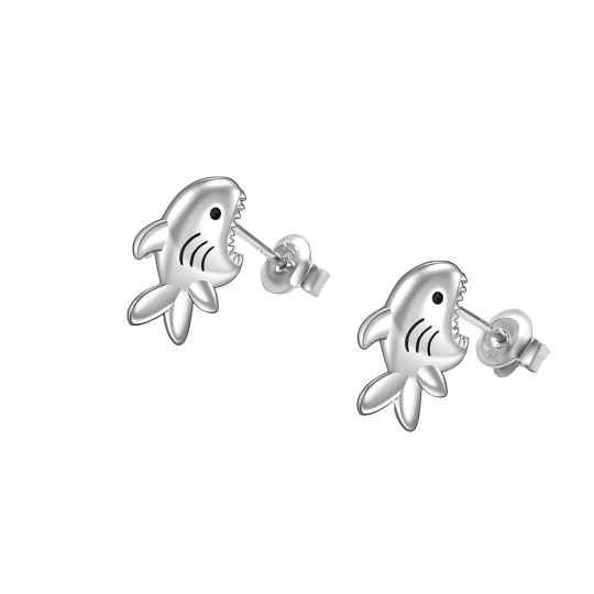 Sterling Silver Shark Stud Earrings