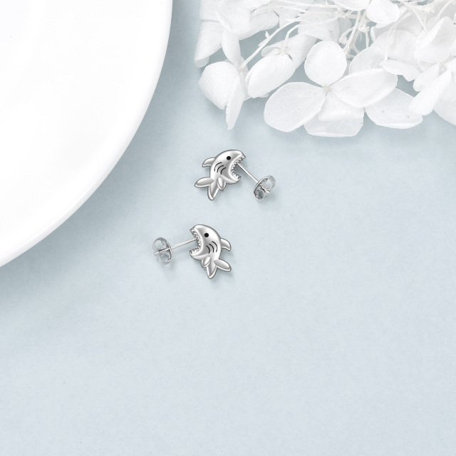 Boucles d'oreilles requin en argent-4