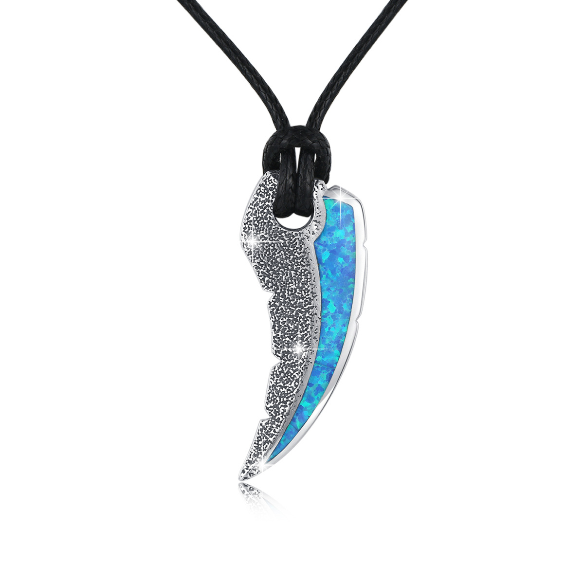 Collana con ciondolo a forma di denti di squalo in argento sterling per uomo-1