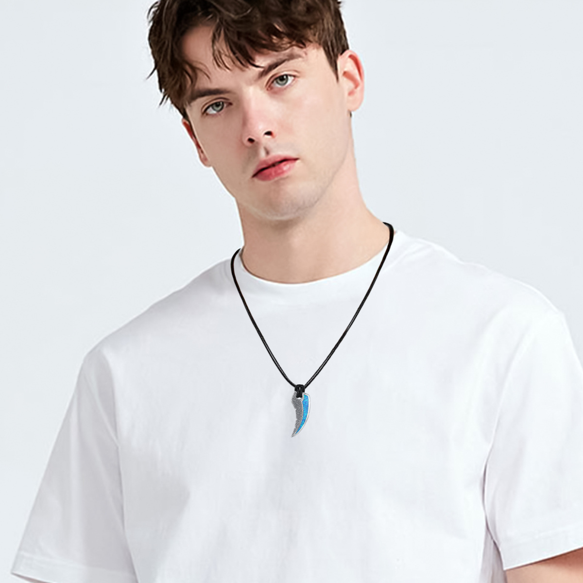 Sterling zilveren haaientanden hanger ketting voor mannen-2