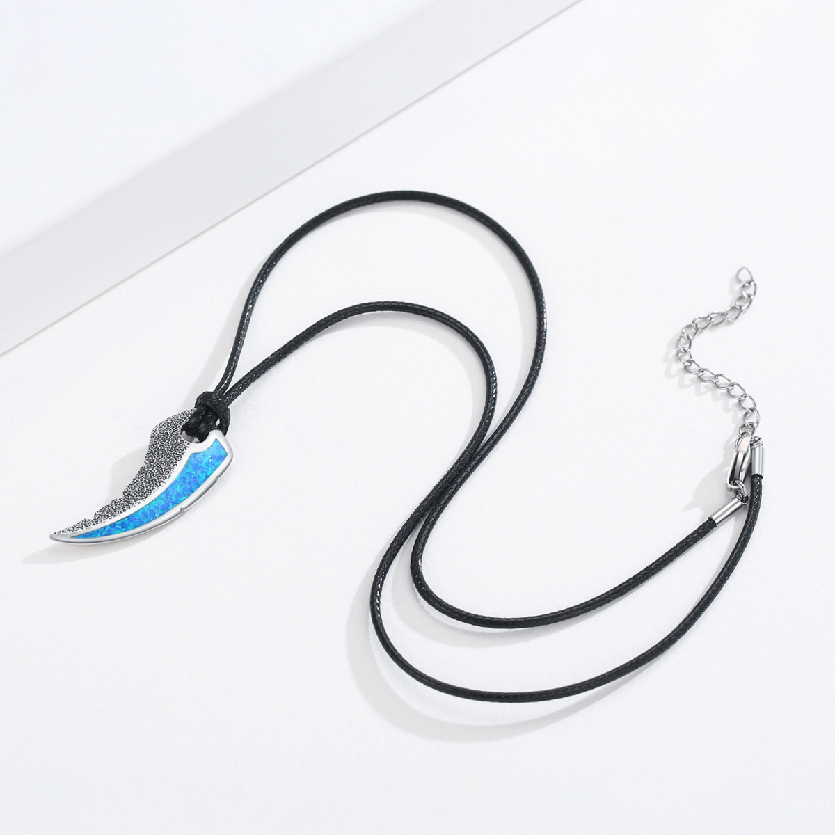 Sterling Silver Shark Teeth Pendant Necklace for Men-4