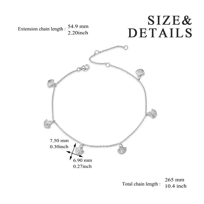 Sterling Silver Shell Single Layer Anklet-5