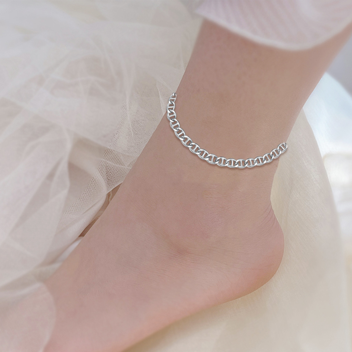 Sterling Silver Single Chain Anklet-3