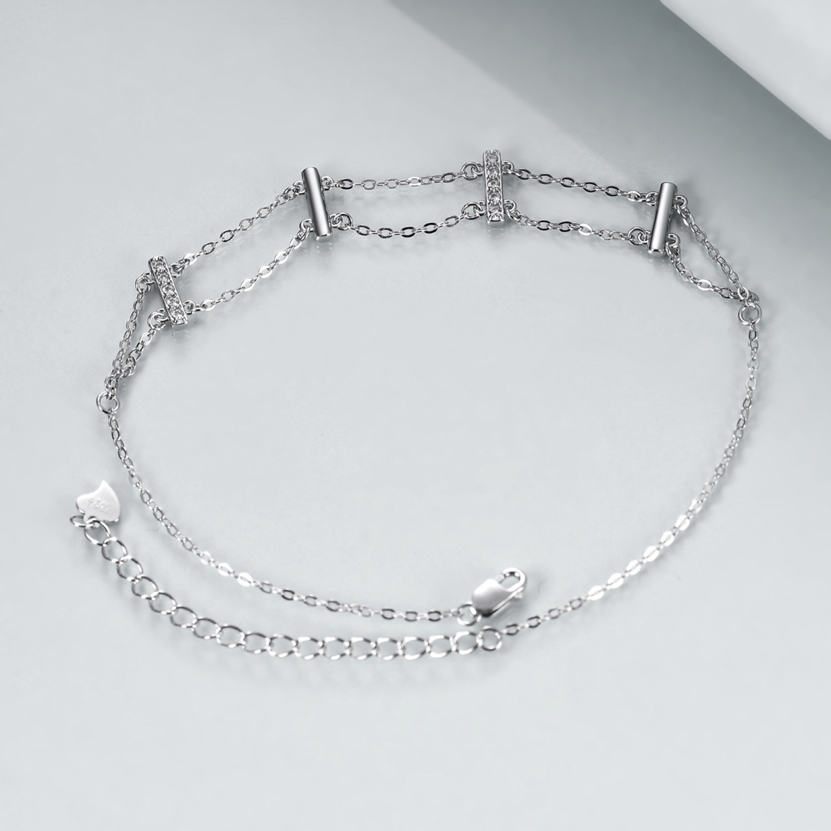 Bracelet de cheville en argent sterling à zircon cubique et à couche unique-4