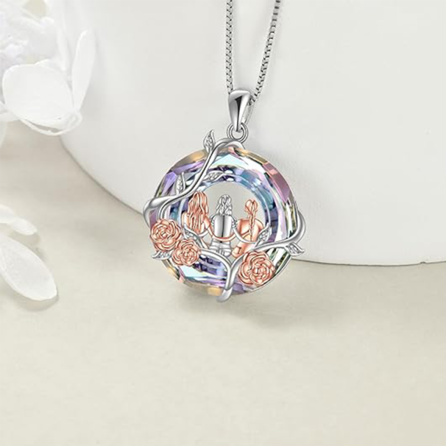 Collier avec pendentif en cristal et argent sterling Sisters-4