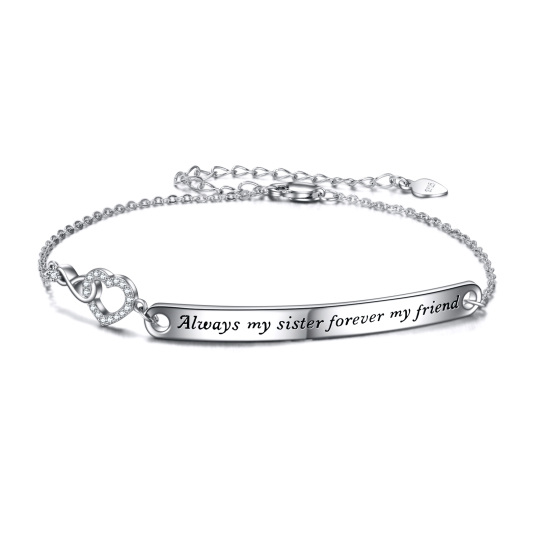 Sterling Silver Sisters Identification Bracelet with Engraved Word