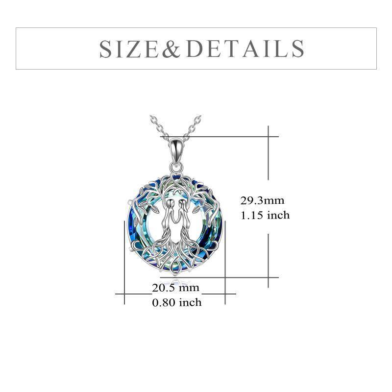 Collier en argent sterling avec pendentif en cristal bleu en forme d'arbre de vie circulaire-5