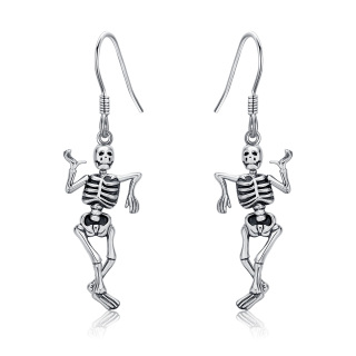 Sterling Silver Skeleton Drop Earrings-11