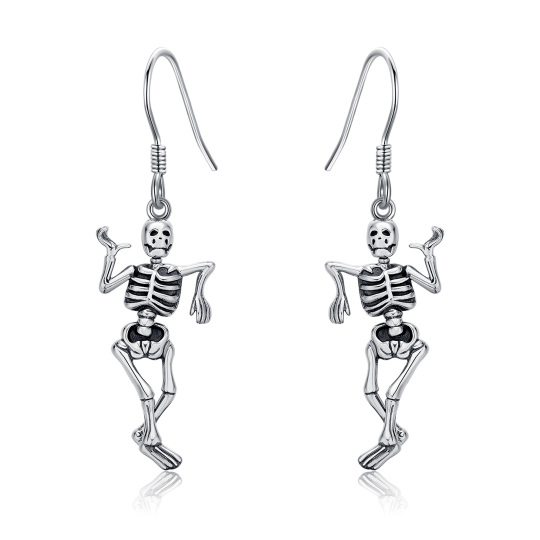 Pendants d'oreilles squelette en argent