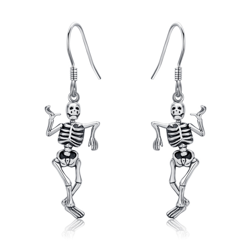 Sterling Silver Skeleton Drop Earrings