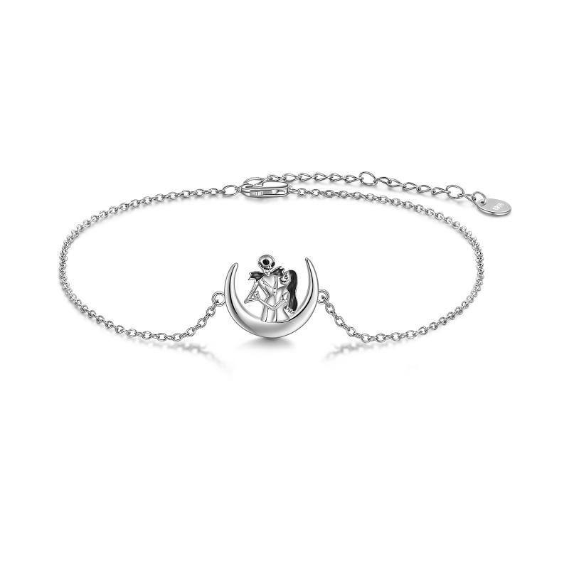 Pulsera con colgante de esqueleto de plata de ley-1