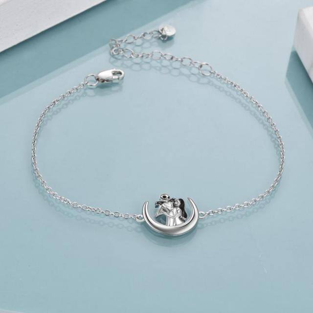 Pulsera con colgante de esqueleto de plata de ley-3