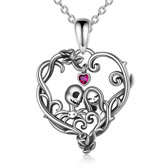 Collana con ciondolo scheletro in argento sterling con zirconi cubici