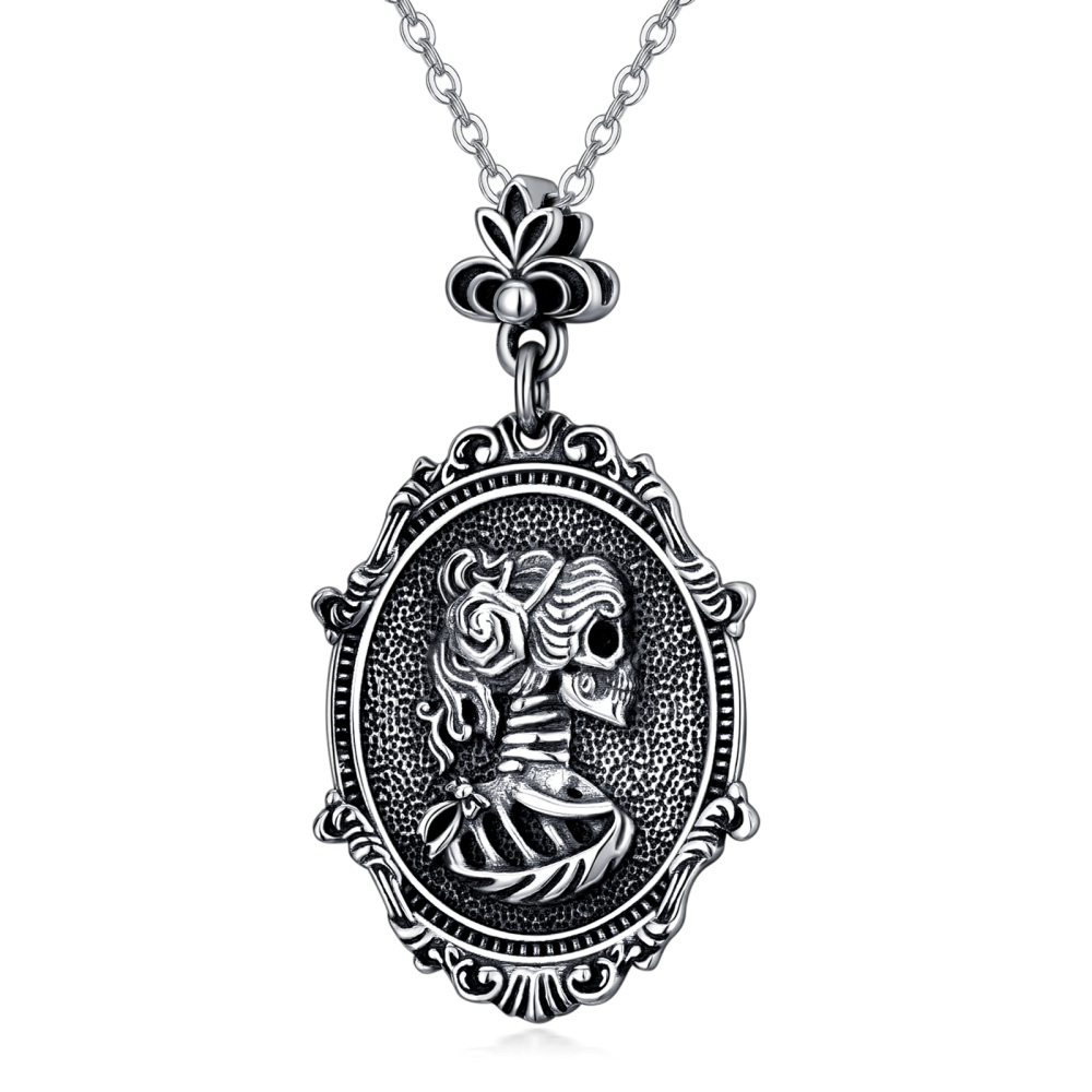 Sterling Silver Skeleton Pendant Necklace-1