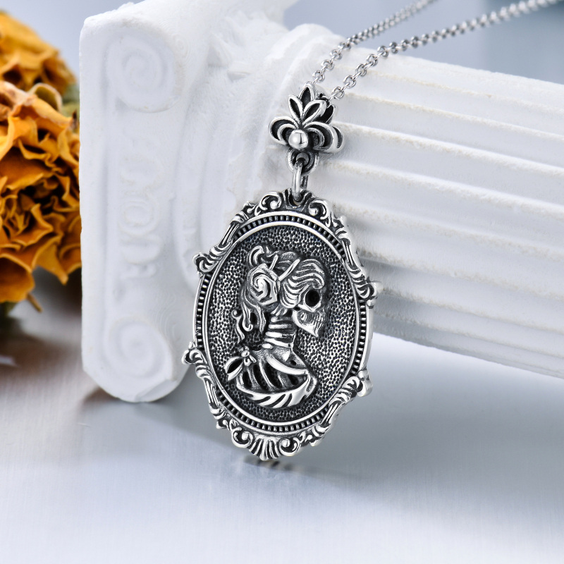 Sterling Silver Skeleton Pendant Necklace-3