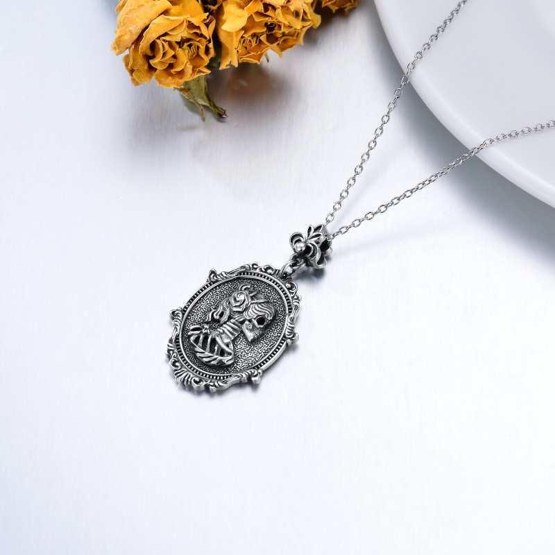 Sterling Silver Skeleton Pendant Necklace-4