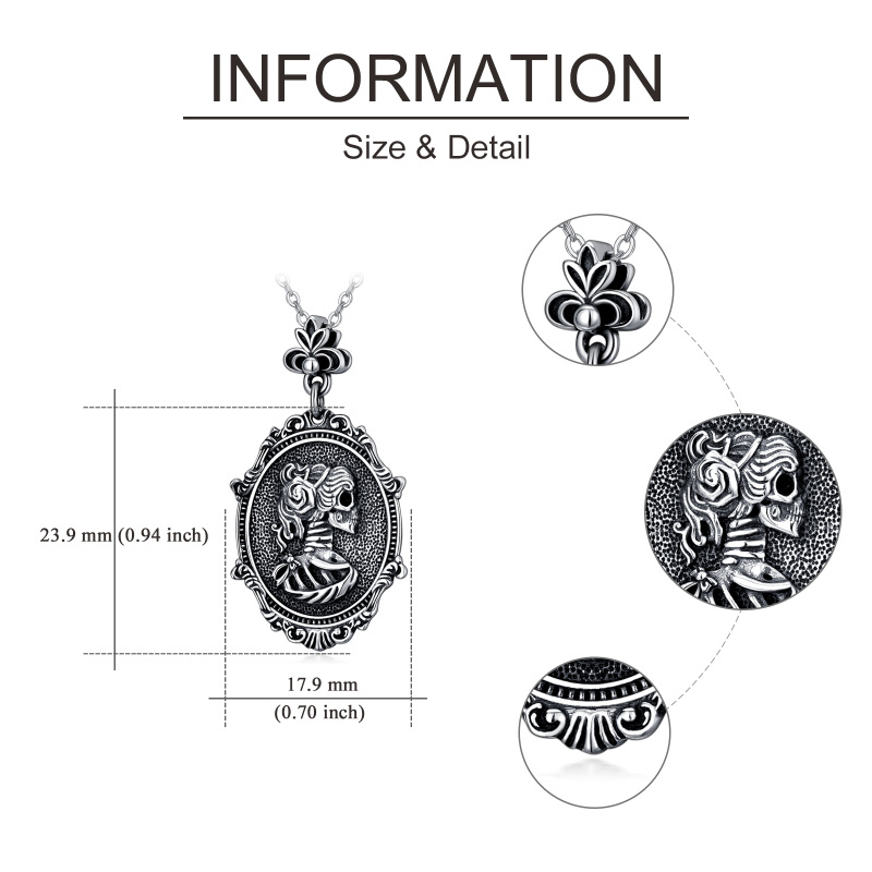 Sterling Silver Skeleton Pendant Necklace-5