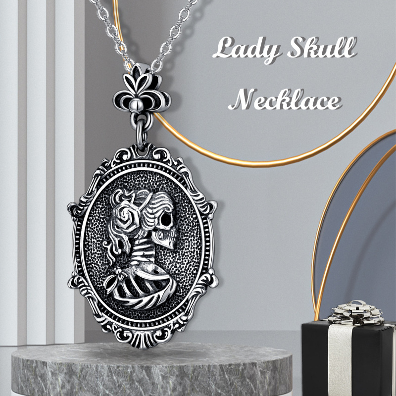 Sterling Silver Skeleton Pendant Necklace-6