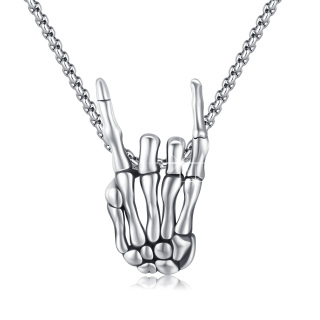 Sterling Silver Skeleton Pendant Necklace-13