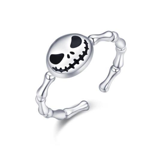 Offener Ring aus Sterlingsilber mit Totenkopf-Knochen