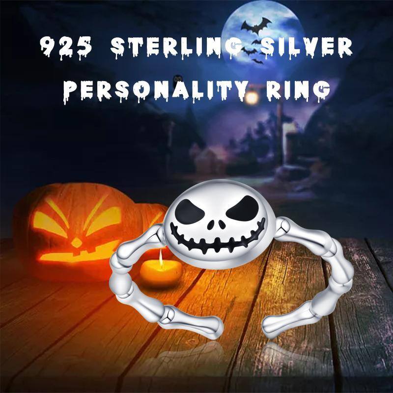Sterling Silver Bone & Skull Open Ring-6