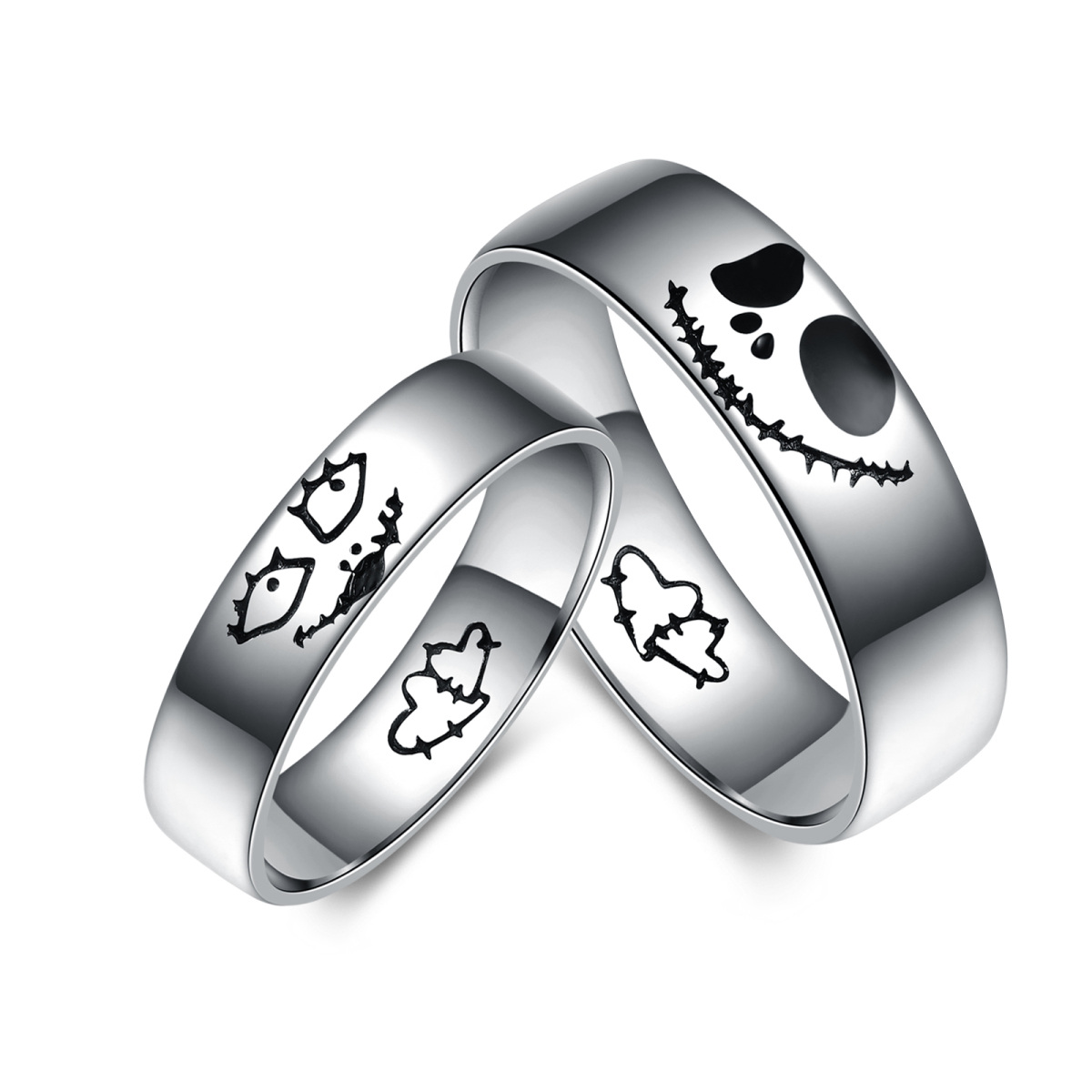 Sterling Silver Skull Couple Rings-1