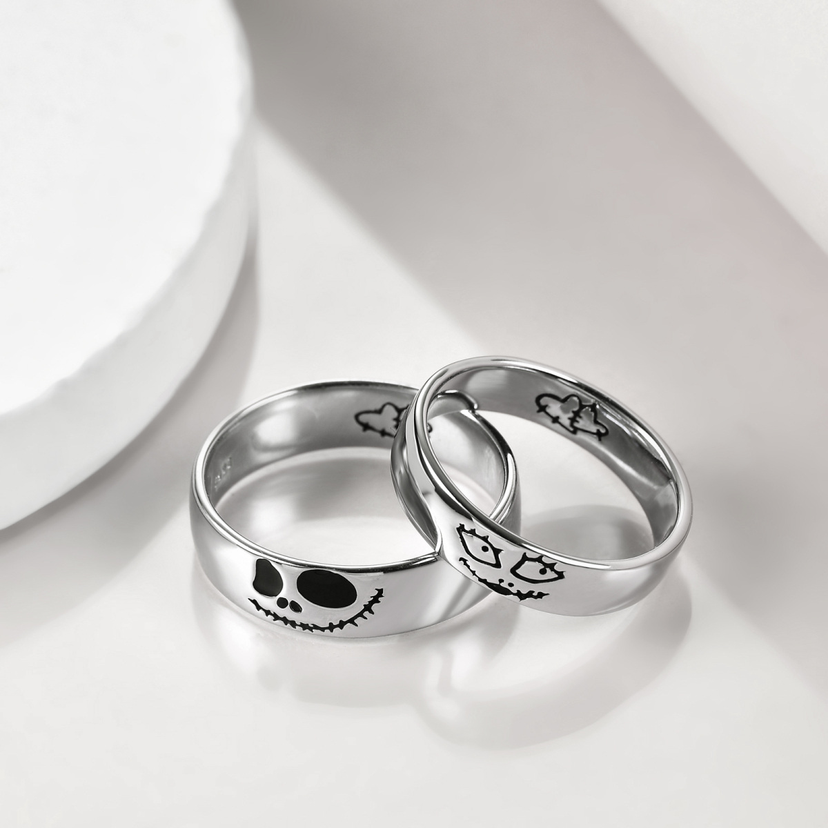 Sterling Silver Skull Couple Rings-3