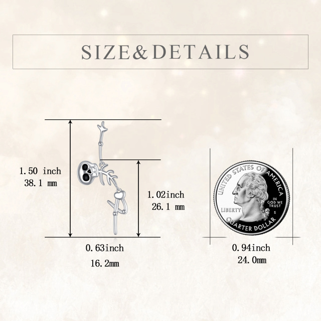 Tropfenohrringe aus Sterlingsilber mit Totenkopfmotiv-5