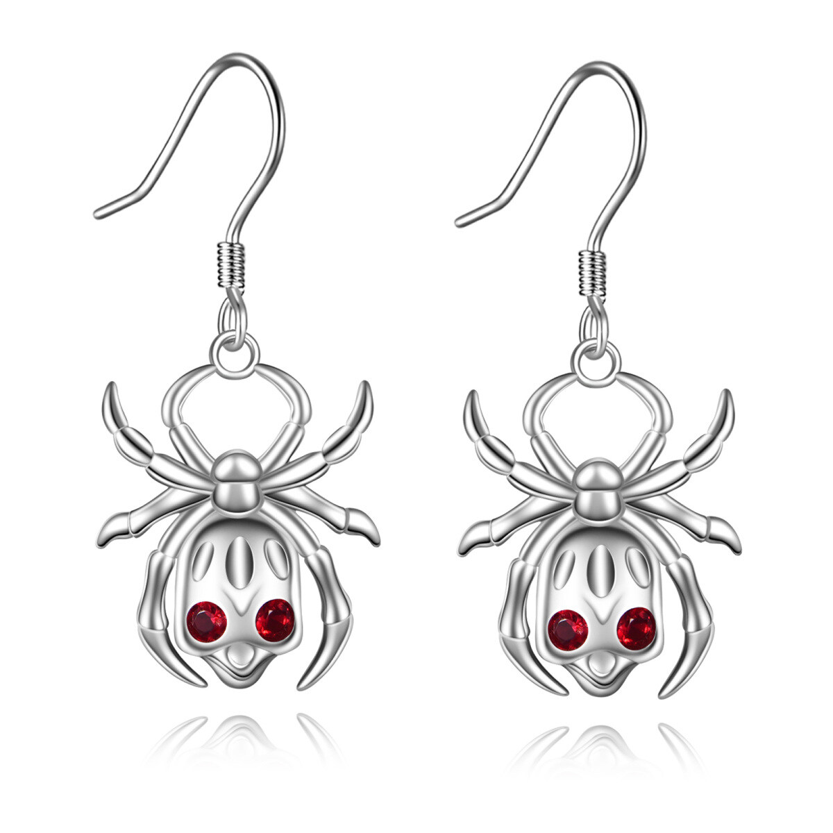 Boucles d'oreilles pendantes en argent sterling et oxyde de zirconium en forme de tête de mort-1