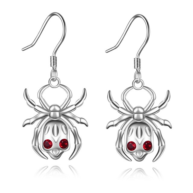 Sterling Silver Cubic Zirconia Skull Drop Earrings