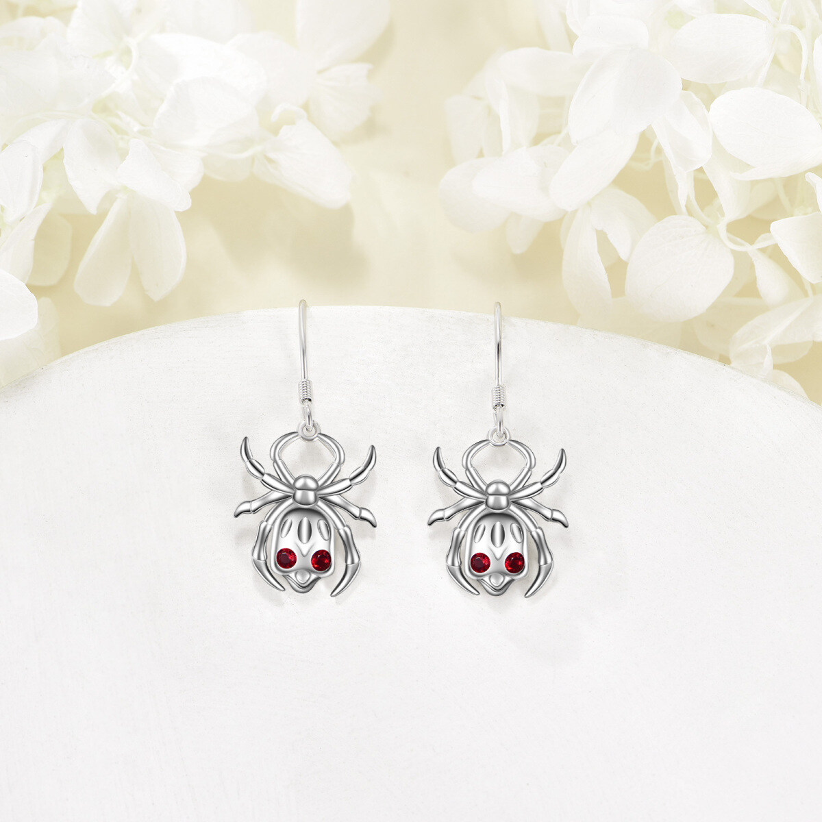 Sterling Silver Cubic Zirconia Skull Drop Earrings-3