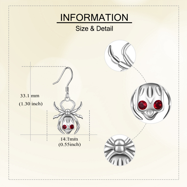 Boucles d'oreilles pendantes en argent sterling et oxyde de zirconium en forme de tête de mort-5