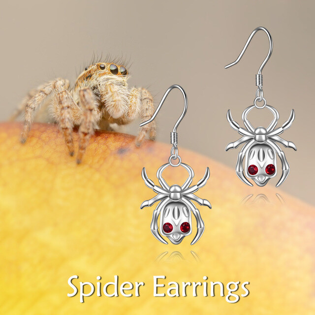 Sterling Silver Cubic Zirconia Skull Drop Earrings-6