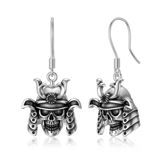 Sterling Silver Skull Drop Earrings
