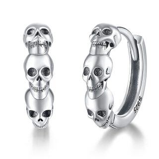 Sterling Silver Skull Hoop Earrings-28