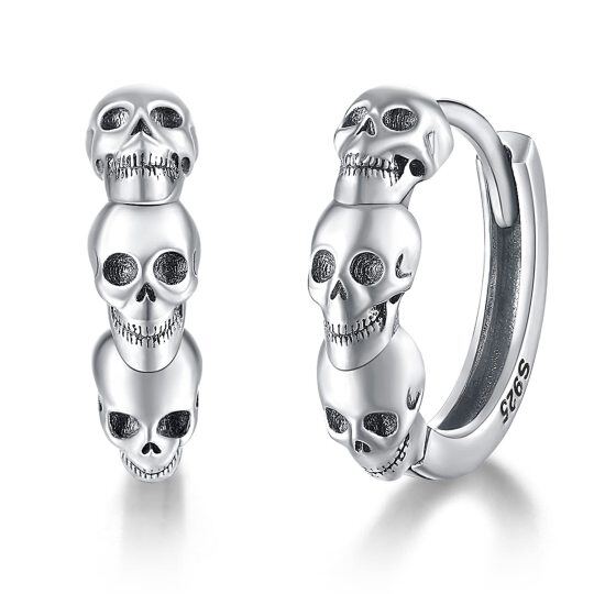 Sterling Silver Skull Hoop Earrings