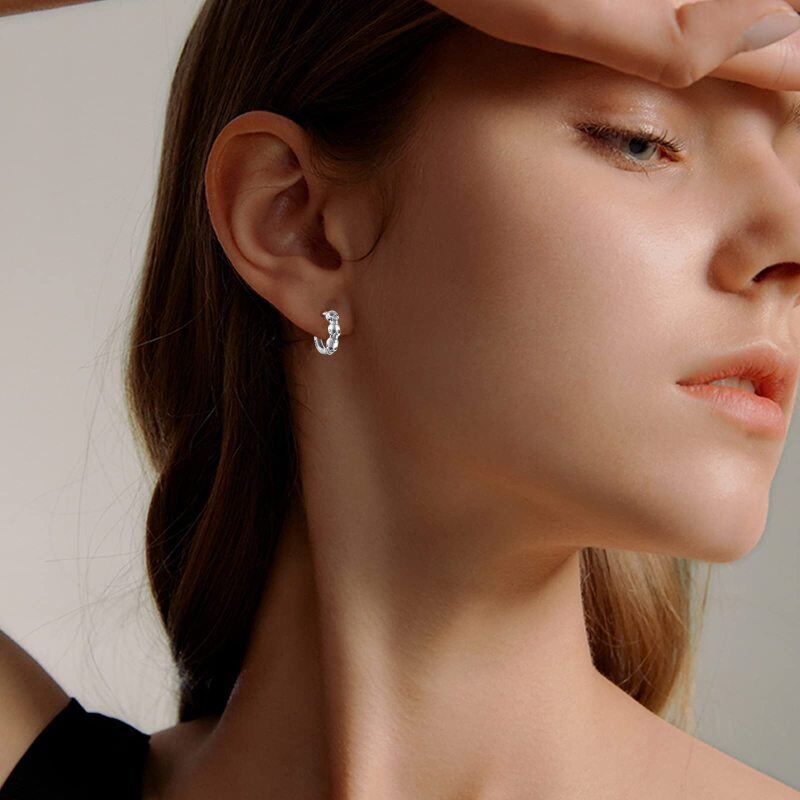 Sterling Silver Skull Hoop Earrings-2