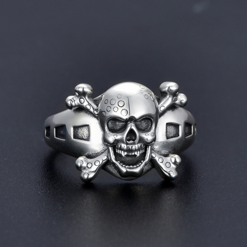 Sterling Silver Skull Open Ring for Men-4