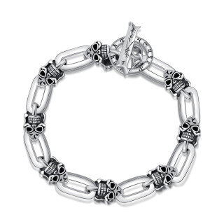 Sterling Silver Skull Charm Bracelet for Men-60