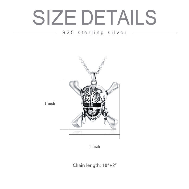 Sterling Silver Skull Pendant Necklace for Men-5
