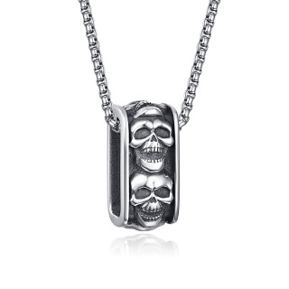 Sterling Silver Skull Pendant Necklace for Men-22